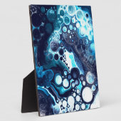 Plaque Photo Bleu et Marbre blanc Fluid Art (Côté)