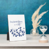 Plaque Photo Bleu étoiles feuille luxe royal douche nuptiale (Côté)