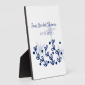 Plaque Photo Bleu étoiles feuille luxe royal douche nuptiale (Côté)