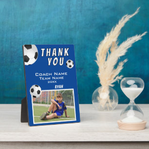 Plaque Photo Bleu Football Football Ball Sports Entraîneur Merc