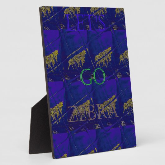 Plaque Photo Bleu français "Let's Go Zebra" Abstrait (Côté)
