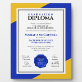 Plaque Photo Bleu Gold School College Diplôme universitaire (Devant)