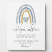 Plaque Photo Bleu Moderne Arc en Ciel Étoiles Diaper Raffle Sig (Devant)