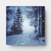 Plaque Photo Bleu Moonlit Forêt magique Scène d'hiver (Devant)