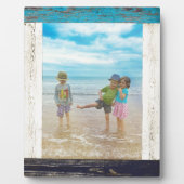 Plaque Photo Bleu Rustique Plage Blanc Bois Cadre photo (Devant)