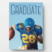 Plaque Photo Bleu Script superposition Joueur de Football Gradu (Devant)