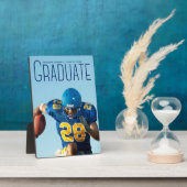 Plaque Photo Bleu Script superposition Joueur de Football Gradu (Côté)