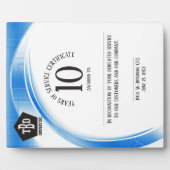 Plaque Photo Bleu vague 10 ans d'anniversaire d'employé prix (Devant)
