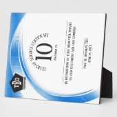 Plaque Photo Bleu vague 10 ans d'anniversaire d'employé prix (Côté)