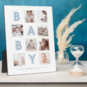 Plaque Photo Blue Baby Lettres Nouveau-né Baby Photo Grid Colla