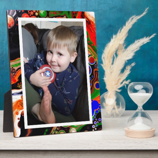 Plaque Photo Blue, Black, Green Faux Marble Photo  (Côté)