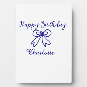Plaque Photo Blue bow CUTIE AJOUTER NOM BABY heureux anniversai