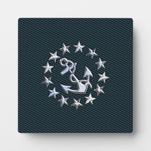Plaque Photo Blue Chrome Comme Yacht Drapeau Automotive Grille