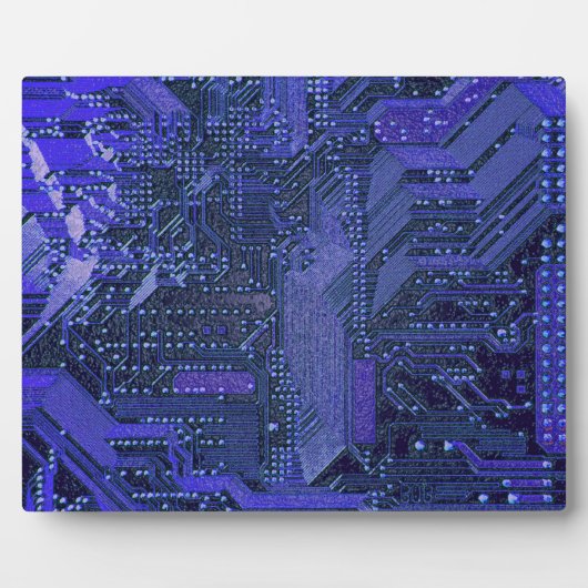Plaque Photo Blue Cyber Circuit Board Tech Art Electronique (Devant)