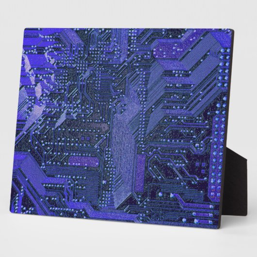 Plaque Photo Blue Cyber Circuit Board Tech Art Electronique (Côté)