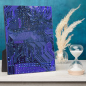 Plaque Photo Blue Cyber Circuit Board Tech Art Electronique (Côté)