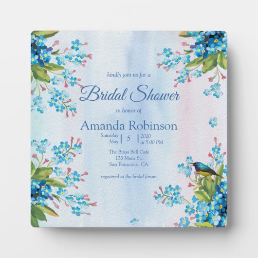 Plaque Photo Blue Forget-me-not Flower Bridal (Devant)