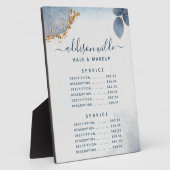 Plaque Photo Blue Gold Aquarelle Botanique Feuille Menu Prix (Côté)