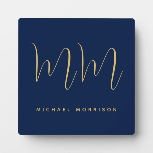 Plaque Photo Blue Gold Colours Professionnel Lettres initiales  (Devant)