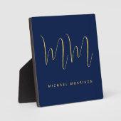 Plaque Photo Blue Gold Colours Professionnel Lettres initiales  (Recto)