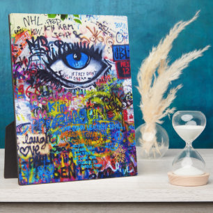 Plaque Photo Blue graffiti evil eye
