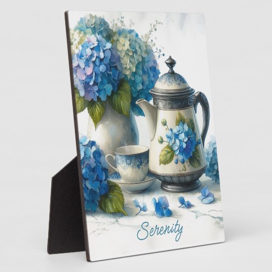 Plaque Photo Blue Hydrangeas Sip and Serenity (Côté)