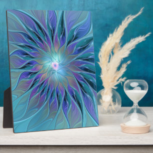 Plaque Photo Blue Purple Flower Dream Abstrait Fractal Art