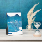 Plaque Photo Blue rustique aquarelle jeans texture ajouter le n (Côté)