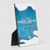 Plaque Photo Blue rustique aquarelle jeans texture ajouter le n (Côté)