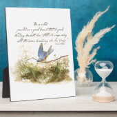 Plaque Photo Bluebird on Branch Inspiration poem Aquarelle (Côté)
