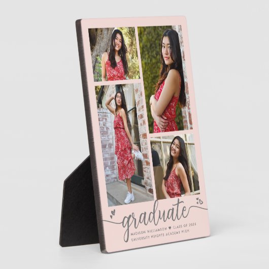 Plaque Photo Blush Pink 4 Diplôme photo Coeurs de script modern (Côté)