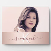 Plaque Photo Blush rose or monogramme nom photo (Devant)