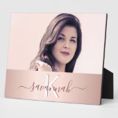 Plaque Photo Blush rose or monogramme nom photo (Côté)