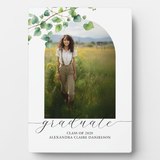 Plaque Photo Boho Arch Ivy, Blanc Tabletop Easel (Devant)