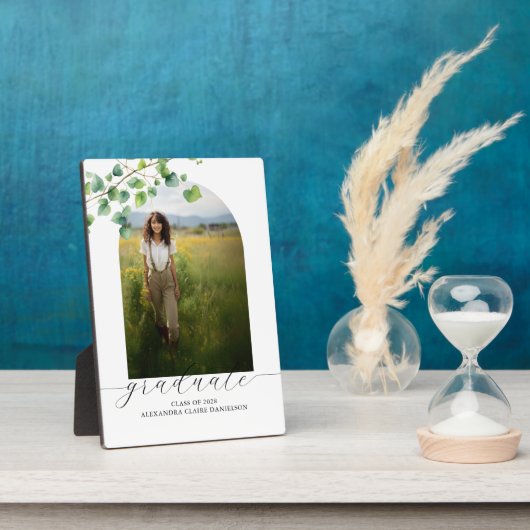 Plaque Photo Boho Arch Ivy, Blanc Tabletop Easel (Côté)