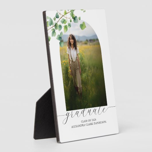 Plaque Photo Boho Arch Ivy, Blanc Tabletop Easel (Côté)