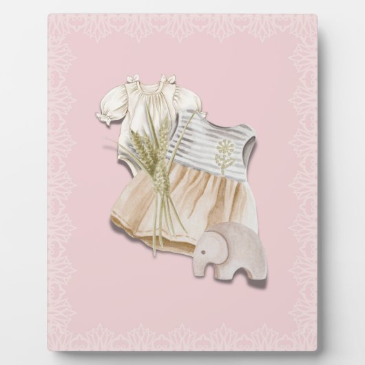 Plaque Photo Boho Baby Girl tenue avec éléphant | Pépinière ros (Devant)