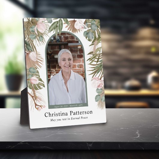 Plaque Photo Boho Feuilles En Mémoire Photo Mémorial 