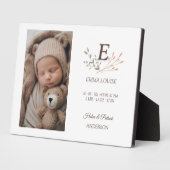 Plaque Photo Boho Floral Initial Bébé Nouveau-né (Côté)