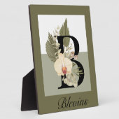 Plaque Photo Boho Floral Monogramme B (Côté)