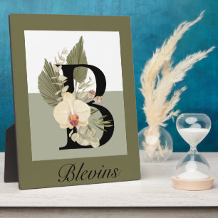Plaque Photo Boho Floral Monogramme B