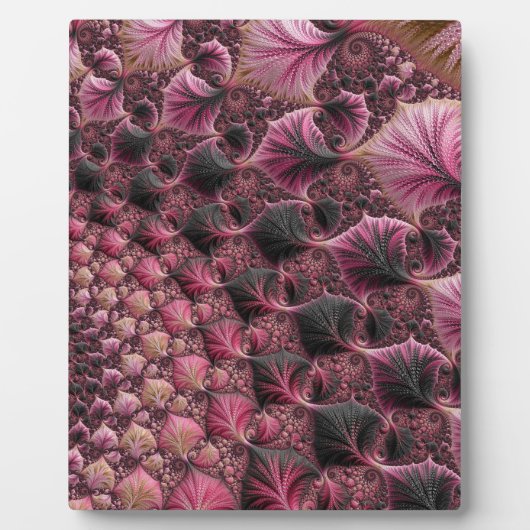 Plaque Photo Boho Funky Eclectique Rose Noir Abstrait Fractal (Devant)