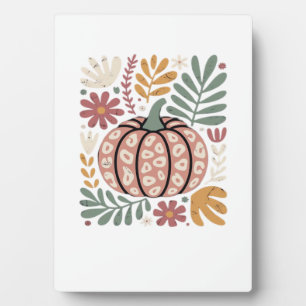 Plaque Photo Boho Léopard Citrouille Automne � Rétro Floral D'a