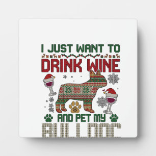Plaque Photo Boire du vin Bulldog Chien Sweat-shirt hideux Chap