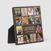 Plaque Photo Bois foncé Nous t'aimons Grand-mère 14 Photo Colla (Recto)