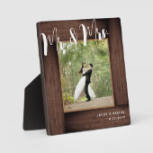 Plaque Photo Bois foncé rustique M. & Mme Mariage Photo Frame (Recto)