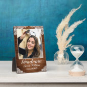 Plaque Photo Bois rustique et dentelle blanche (Côté)