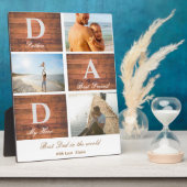 Plaque Photo Bois rustique Happy Fête des pères 3 photo collage (Côté)