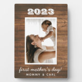 Plaque Photo Bois rustique moderne Première fête des mères Phot (Devant)