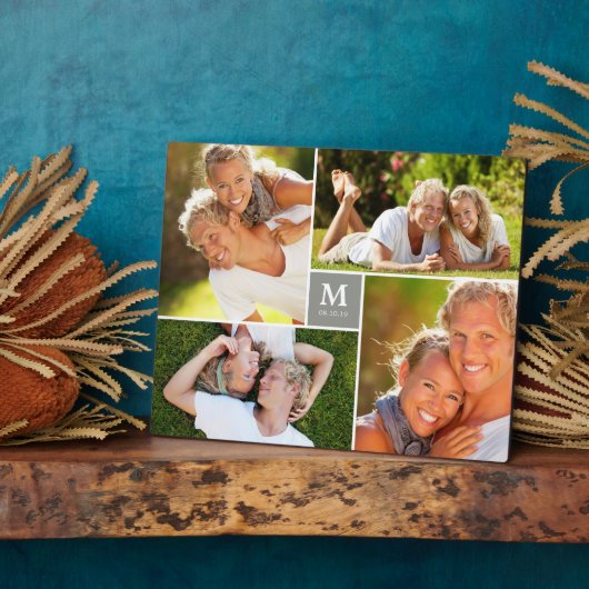 Plaque Photo Boîte Grey Monogramme intemporel Mariage Photo Eas (Côté)